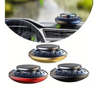 Adorno difusor de aroma de coche con rotación solar para proporcionar aire refrescante continuo utilizando aceites esenciales en vehículos y oficinas (negro)