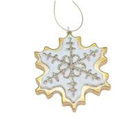 Adorno dorado con purpurina festiva para una apariencia navideña ideal para la decoración navideña. Detalles de purpurina dorada que añaden efectos brillantes para crear un ambiente encantador