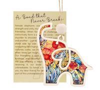 Adorno Elefante para Tribu Mujeres, 15x10cm Adorno Colgante Elefante con Tarjetas Historia Regalos Amistad Rellenos Canasta Pascua para Hermandad Mejores Amigas Hermanas Decoración (Flor)