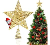 Adorno Estrella Dorada para Árbol de Navidad, Purpurina y Lentejuelas, Decoración de Estrellas Oro para Fiestas Navideñas en Casa y Hogar
