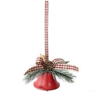 Adorno festivo de campanas colgantes con elementos de piña, lazo y aguja de pino para árbol de Navidad y decoración de puertas y hecho a mano (G)