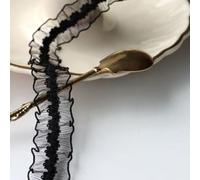 Adorno for coser, 2,5 cm de ancho, 5 yardas, encaje elástico de malla for manualidades, encaje elástico for prendas de vestir(Black)