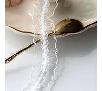 Adorno for coser, 2,5 cm de ancho, 5 yardas, encaje elástico de malla for manualidades, encaje elástico for prendas de vestir(White)