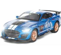 Adorno fundición presión para Modelo Coche Juguete para Ford para Mustang GT500 1:32 Deportivo aleación para Metal Fundido para simulación Sonido colección(Azul)
