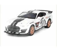 Adorno fundición presión para Modelo Coche Juguete para Ford para Mustang GT500 1:32 Deportivo aleación para Metal Fundido para simulación Sonido colección(Blanco)
