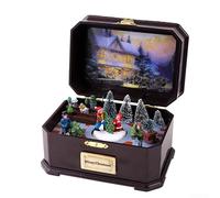 Adorno giratorio de caja de música de Navidad con iluminación luminosa y cable USB, produciendo sonidos melódicos navideños para enriquecer decoraciones festivas (estilo niño)