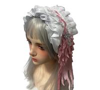 Adorno gótico para el pelo con delicado bordado de encaje y colgante de cruces vanguardistas, diadema de encaje gótico para disfraz, clip versátil