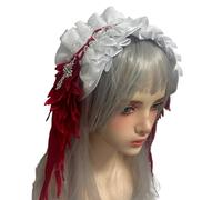 Adorno gótico para el pelo con delicado bordado de encaje y colgante de cruces vanguardistas, diadema de encaje gótico para disfraz, clip versátil