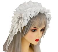 Adorno gótico para el pelo con delicado bordado de encaje y colgante de cruces vanguardistas, diadema de encaje gótico para disfraz