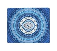 Adorno Griego Mati Mataki Matiasma Mal De Ojo Alfombrilla para Ratón Bordes Cosidos Alfombrillas De Mouse Antideslizante Alfombrilla De Ratón para Oficina Juego Hogar 25X30Cm