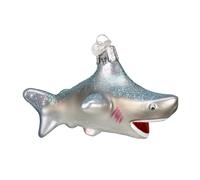 Adorno navide o de tibur n de vidrio soplado del Viejo Mundo para rbol de Navidad