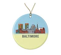 Adorno Navideño Cerámico Baltimore Colgante Navideño Personalizados Decoración Navidad Commemorativo Adornos Navidad para Amigos Oficinas 7.3Cm