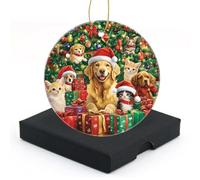Adorno Navideño Cerámico Perros Y Gatitos Alegres Adornos Navidad Commemorativo Adornos Navideños Ideal Decoración Navidad para Oficinas Ventanas 7.3Cm