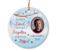 Adorno Navideño Cerámico Siempre Amado, Nunca Olvidado, Siempre Extrañado Adornos Navideños Personalizados Decoración Navidad Ideal Decoración Navideña para Familia Hogareñas 7.3Cm