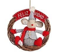 Adorno Navideño Colgante Ratón Rojo Gris 33 x 12 x 33 cm (12 Unidades)