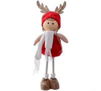 Adorno navideño con muñeca de ángel telescópica con cuernos, altura ajustable de 45 a 60 cm, estilo europeo hecho de material de tela (B)