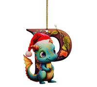 Adorno navideño de 26 letras, adornos de nueva decoración, huevo de dragón de Navidad, adorno colgante de Navidad acrílico para Arbol Navidad (P, One Size)