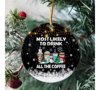 Adorno Navideño De Cerámica, Adornos Navidad, Lo más Probable es Que se beba Todo el café, Decorar Navideñas, con cordón