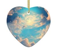 Adorno navideño de cerámica con estampado de cielo nublado, 7,4 cm, perfecto para alféizares de ventanas, chimeneas y salas de estar, decoración del hogar de vacaciones.