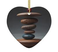 Adorno navideño de cerámica impreso de The Art of Balance, de 2.9 pulgadas, perfecto para alféizares de ventanas, chimeneas y salas de estar. Decoración del hogar de vacaciones.
