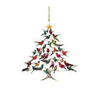 Adorno navideño de colibrí en acrílico 2D, Mejora los Adornos navideños de colibríes apilables de Colores de Invierno for decoración del hogar(15cm A)