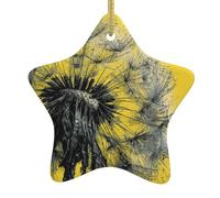 Adorno navideño de Diente de león para Pintar y Dibujar. Adorno Colgante para árbol de Navidad. Regalo Vintage. Estrella Colgante de cerámica de 7,9 cm (3,12 Pulgadas). Decoración para árbol de Nav