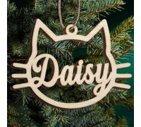 Adorno navideño de Gato Personalizado Adorno navideño Personalizado con el Nombre de tu Gato para un Amante de los Gatos Decoraciones para árboles de Navidad