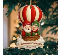 Adorno navideño de madera personalizado con texto en inglés "Growing Old Together Since Santa", romántico para marido, esposa, novio o novia