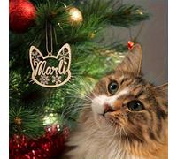 Adorno Navideño de Madera Personalizado con /Texto para Mascotas y - y Edad/ de Gato/Perro, Decoración Colgante Artificial con para Árbol, Puerta, Regalo - Recuerdo para Amantes de Mascotas ( & s)