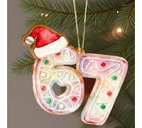 Adorno navideño de Papá Noel dice seis siete 2025, divertidos adornos de Navidad de 67 memes, acrílico 2D, decoración divertida de seis siete colgantes para fiestas, vacaciones, interiores y