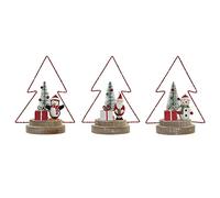 Adorno Navideño DKD Home Decor Árbol Metal Madera (17 x 11 x 21 cm) (3 pcs)