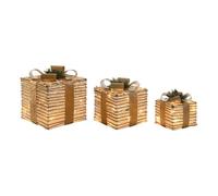 Adorno navideño dkd home decor blanco dorado natural 25 x 25 x 25 cm (3 piezas)