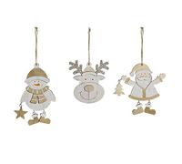 Adorno Navideño DKD Home Decor Madera Cuerda (3 pcs) (11 x 1 x 13 cm)