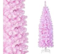 Adorno navideño for el hogar u Oficina con bisagras, 250 Luces LED Blancas frías, 475 Puntas de Ramas y Base metálica(Pink+White)