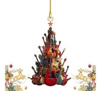 Adorno Navideño para Árbol De Navidad «Rockin' Around The Guitar», Adorno Navideño para Árbol De Navidad con Guitarra De Madera, Guitarras Eléctricas Colgantes para Árboles Festivos (1pcs)