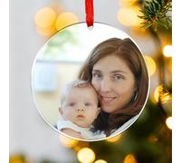 Adorno Navideño Personalizado para Árbol, Decoración con Foto Familiar, Recuerdo Festivo (Círculo)