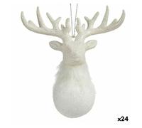 Krist+ Adorno Navideño Reno Blanco Plástico Purpurina 14 x 15,5 x 7 cm (24 Unidades)
