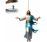 Adorno navideño retro 2D de Jesús for colgar en el coche, adorno acrílico plano tipo espejo, accesorios religiosos navideños for el hogar, adorno de Jesús, regalo religioso for camioneros(1pc)