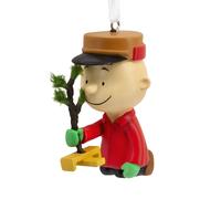 Adorno navideo de Charlie Brown arrodillado con rbol de Peanuts de Hallmark