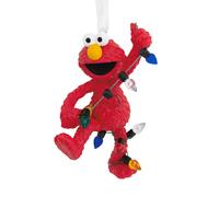 Adorno navideo de Elmo de Barrio Ssamo con guirnalda de luces Hallmark 25574074 (alto 7,9 cm x ancho 4,5 cm x largo 4,3 cm), color rojo