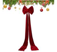 Adorno para árbol de Navidad con lazo gigante de terciopelo para decoración de pared y puerta grande | Cintas extralargas - puntas de árboles, alféizares de ventana, decoración navideña, San Valentín