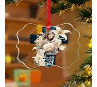 Adorno para árbol de Navidad con texto en inglés "Be still And Know That I Am God" para árbol de Navidad, escena de Pascua, recuerdo decorativo, discos acrílicos transparentes, colgante para