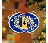 Adorno para árbol de Navidad de Barbados, bandera de países del mundo, festival internacional, recuerdo personalizado, discos acrílicos transparentes, bandera del mundo global, recuerdo de viaje para