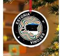 Adorno para árbol de Navidad de Estonia, banderas nacionales de país, marinero, navegación, recuerdo, discos acrílicos transparentes, mapa del estado del mundo, recuerdo para decoración de árbol de