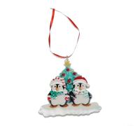 Adorno para árbol de Navidad de la familia de pingüinos, esmaltado en | Bola de cerámica para nombres personalizados, bonito colgante de decoración de Navidad para exhibición de vacaciones en el