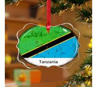 Adorno para árbol de Navidad de Tanzania, bandera de países del mundo, recuerdo de mariposa, discos acrílicos transparentes, banderas nacionales, colgante de vela para decoración de árbol de Navidad