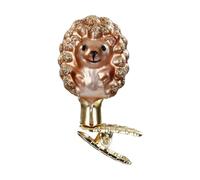 Adorno para árbol de Navidad, diseño de erizo en clip, 5 cm, cristal soplado, pintado a mano, figura de cristal con purpurina en pinza, bolas de Navidad, decoración de animales, color marrón y dorado