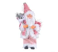 Adorno para árbol de Navidad: muñeco de Papá Noel abrazando, plástico y tela, figura festiva para decoración del hogar y eventos de vacaciones (rosa)