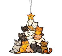 Adorno para árbol de Navidad para gatos, decoración apilada, adorno colgante para candelabros, jardín, árbol de Navidad, regalo de Navidad para amantes de los gatos (A)