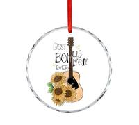 Adorno para árbol de Navidad, recuerdo conmemorativo de cristal Best Bonus Mom Ever, divertidos adornos colgantes circulares para decoración del hogar, regalos de relleno de calcetines para cumpleaños